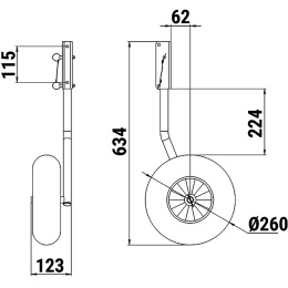 Комплект колес транцевых 260 мм удлиненных для НЛ типа Ротан (060203T, 10269410)
