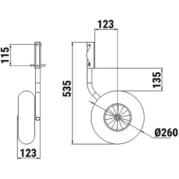 Комплект колес транцевых 260 мм быстросъёмных (060211T)