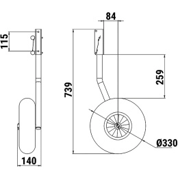 Комплект колес транцевых 310 мм удлиненных усиленных для НЛ типа Ротан (060204T)