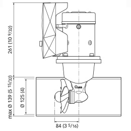 Комплект подруливающего устройства Quick 2.2кВт, 40кГс, 12В, 125мм с кабелем и пультом