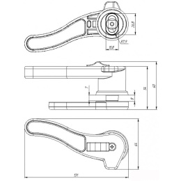 Ручка-задвижка поворотная правая, полиамид (030881RT)
