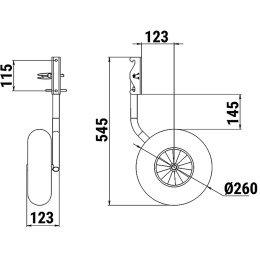 Комплект колес транцевых 260 мм откидных с защелкой (060251T, 10269426)