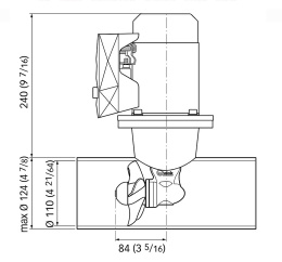 Комплект подруливающего устройства Quick 1.3кВт, 25кгс, 12В, 110мм с туннелем, кабелем и джойстиком