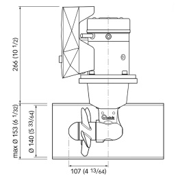 Подруливающее устройство Quick 1,5 кВт, 30 кгс, 12 В, 140 мм (10247316)