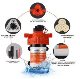 Помпа водоподающая мембранная SeaFlo 12В 11 л/мин 3.1 бар 8А (SFDP1-030-045-33)