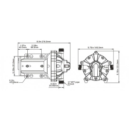 Помпа водоподающая мембранная SeaFlo 24В 15 л/мин 4.2 бар 9А (SFDP2-040-060-51)