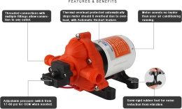 Помпа водоподающая мембранная SeaFlo 24В 7.6 л/мин 2.1 бар 2.6А (SFDP2-020-030-33)