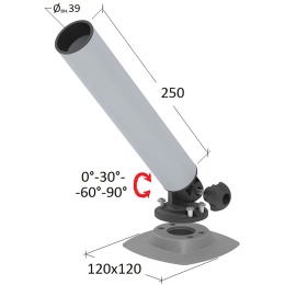 Держатель спиннинга торцевой на баллон наклонный, алюминий (030639T)