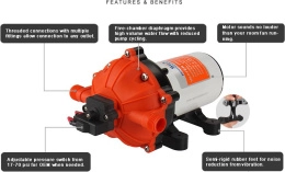 Помпа водоподающая мембранная SeaFlo 24В 19 л/мин 4.1 бар 9А (SFDP2-050-060-51)