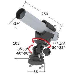 Держатель спиннинга сквозной на палубу наклонный, алюминий (030637T)