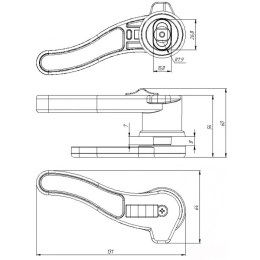 Ручка-задвижка поворотная левая, полиамид (030881LT)