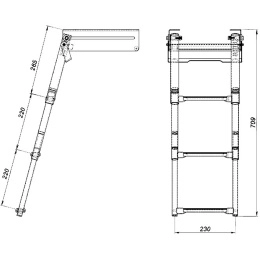 Трап телескопический выдвижной с фиксирующим механизмом 3 белых ступени 291 мм (040140WT)