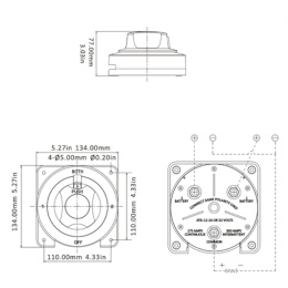 Переключатель батарей Seaflo 134x134мм, до 32В (SFCBS-175-402)