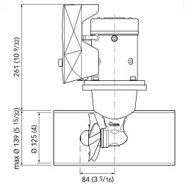 Комплект подруливающего устройства Quick 1.4кВт, 30кгс, 12В, 125мм с туннелем, кабелем и джойстиком
