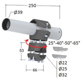 Держатель спиннинга сквозной на леер, нержавеющая сталь (030619T)