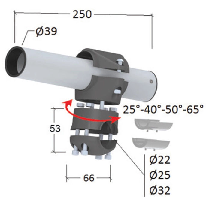 Держатель спиннинга сквозной на леер, нержавеющая сталь (030619T)