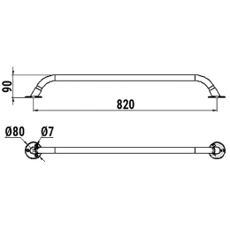 Поручень из нержавеющей стали, диаметр 25 мм, 800 мм (030208T)