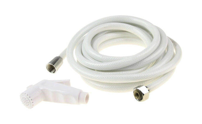 Лейка душа пластиковая белая, шланг 5 м Can-SB (NI2480)