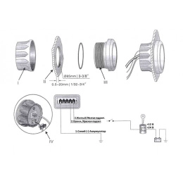 Спидометр под трубку Пито 0-55 узлов черн/нерж (BS) KUS (KY18002)