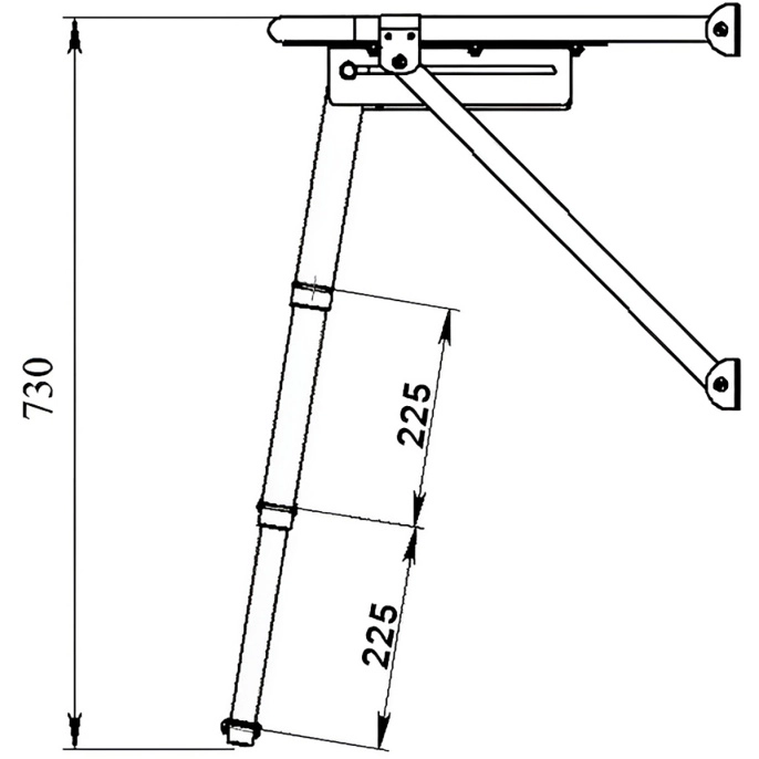 Платформа кормовая с трапом 3 ступени черные (040203BT)