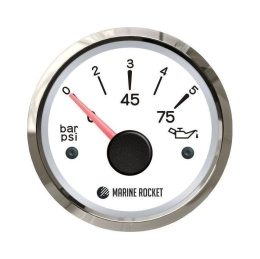 Указатель давления масла 0-5 бар аналоговый бел/нерж (WS) 52 мм KUS