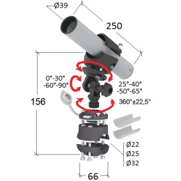 Держатель спиннинга сквозной на леер быстросъемный, нержавеющая сталь (030618T)