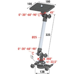 Площадка монтажная на Т-образный профиль быстросъемная с удлинителем 325 мм (040569T)