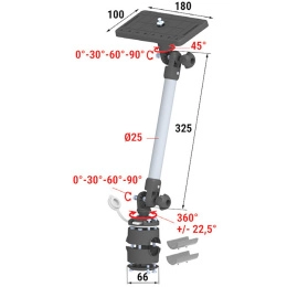 Площадка монтажная на леер быстросъемная с удлинителем 250 мм (040563T)