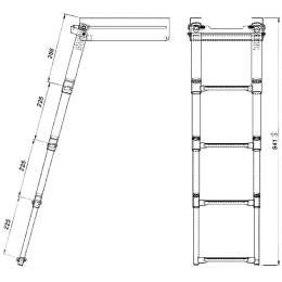 Трап телескопический выдвижной с фиксирующим механизмом 4 белых ступени 294 мм (040141WT)