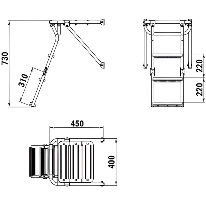 Платформа кормовая с трапом 3 ступени ироко (040223T, 10269430)