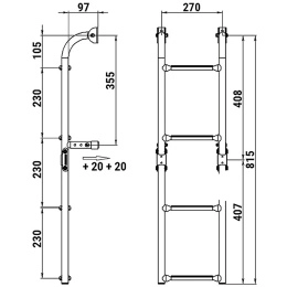 Трап складной с вертикальным креплением 4 черных ступени 270 мм (040174BT)